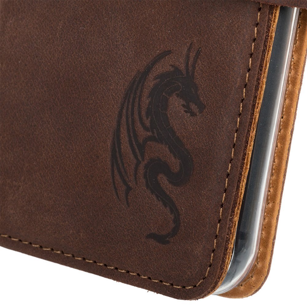 Wallet case - Nubuck Nut brown - Dragon